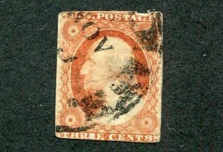 1851 Us Scott 10 Three Cent Washington Imperf Stamp