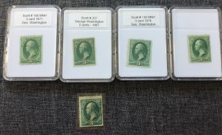 Scott 207,  136,  158 George Washington Three Cent Stamps,  Set Of 5