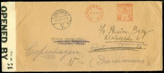 Edw1949sell : Great Britain 1939 Censored Cover To Italy & Forwarded To Denmark.