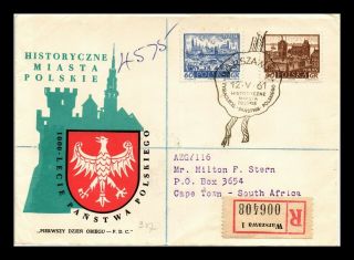 Dr Jim Stamps Historic Towns First Day Issue Registered Poland European Cover
