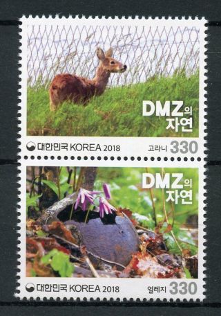 South Korea 2018 Mnh Nature In Dmz Pt 3 2v Set Deer Flowers Wild Animals Stamps