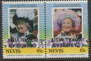 Nevis Sg342avar 1985 45c Royal Visit Overprint Inverted Mnh