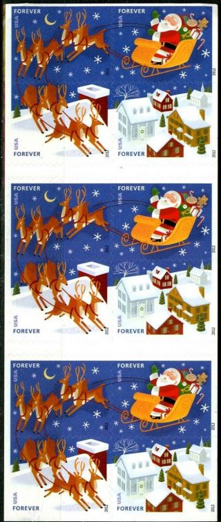 Sc 4712 - 15 (45¢) Forever Santa And Sleigh - Double - Sided Convertible Pane Of 20