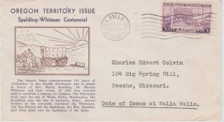 First Day Of Issue 1936,  Oregon Territory Spalding - Whitman Centennial,  783