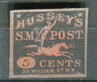 Usa; 1850s - 60s Classic Early Local Post Issue,  Hussey 
