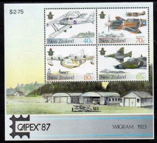 1987 Zealand Nz Capex 87 Airforce Stamp Mini Sheet