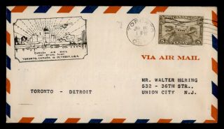 Dr Who 1929 Canada Toronto To Detroit Mi First Flight Air Mail C119914