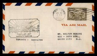 Dr Who 1929 Canada Toronto To Hamilton First Flight Air Mail C119913