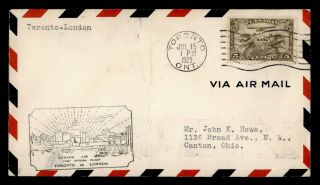 Dr Who 1929 Canada Toronto To London First Flight Air Mail C119912
