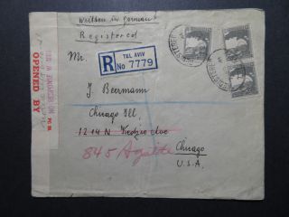 Palestine 1941 Censored Cover To Usa / Re - Addressed / Light Creasing - Z10821