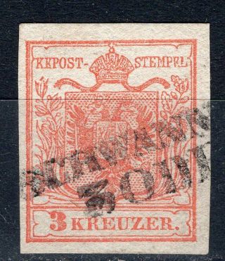 Austria 1850 Stamp Sc.  3 Type I Linear Cancellation