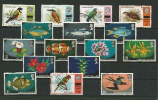 British Solomon Islands 1972 &75 Short Set Of Higher Values " Birds " To $5.  00
