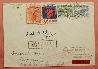 1972 Pakistan Bangladesh Mixed Frank Registered Airmail To Germany