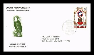 Dr Jim Stamps American Independence Bicentennial Fdc Gibraltar Cover