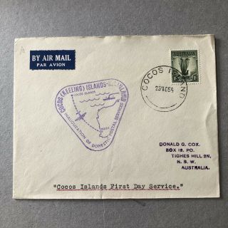 Z) Air Mail Cover Cocos Island Australia 1955 First Flight Fdc