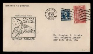 Dr Who 1939 Canada Shediac To Botwood First Flight Air Mail C117262