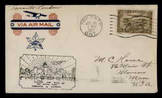 Dr Who 1929 Canada Toronto To London First Flight Air Mail C117178