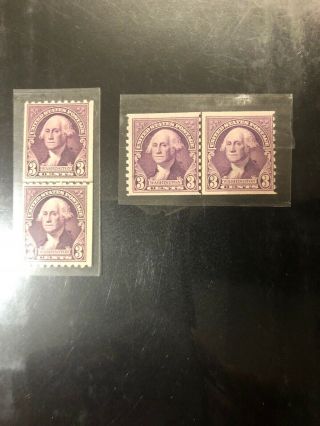 U.  S.  Stamp: Scott 721,  722,  3c,  Purple,  Type Of Washington,  Issue 1932,  Og.  Mnh