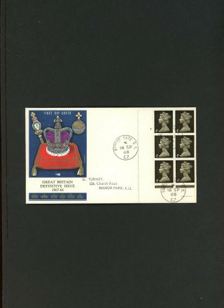 1968 4d Centre Band Cylinder Block Of 6 Philart Fdc With Forest Gate Cds