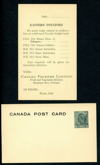 Lot 75657 Ux66c Postal Stationery Card Eastern Potatoes Canada Packers