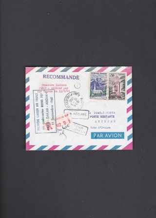 France First Flight Cover Paris To Abidjan West Africa Cote D’ Ivoire 1960