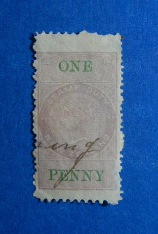1870 1d Zealand Stamp Duty Revenue Bt 180 Die Ii Perf 10x12.  5 Cs33174