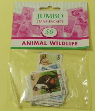 Thematic Stamp Packet: 50 Animal Wildlife On Stamps