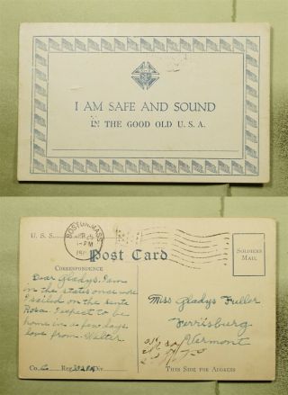 Dr Who 1919 Boston Ma Flag Cancel K Of C Postcard Soldier Frank Wwi E67343