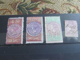 South Wales Queen Victoria Fiscal Stamps To Five Shillings