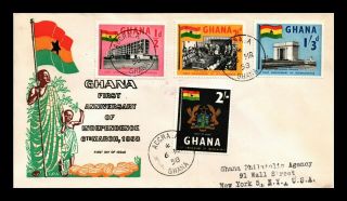 Dr Jim Stamps Ghana Independence Anniversary Fdc Ghana Combo Cover