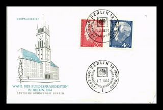 Dr Jim Stamps Reelection President Heinrich Lubke Fdc Germany Combo Cover