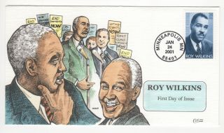 Sss: Collins Hp Fdc 2001 34c Roy Wilkins Civil Rights Sc 3501