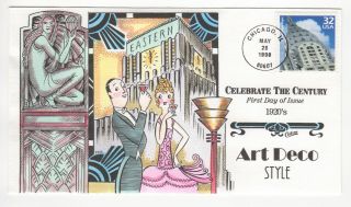 Sss: Collins Hp Fdc 1998 Celebrate The Century 1920s Art Deco Style Sc 3184