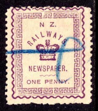 Zealand Railway Newspaper Stamp Nnay165 1p Purple,  1890,  F,