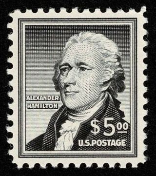Scott 1053 $5 Alexander Hamilton 1954 Nh Og Never Hinged Well Centered
