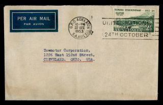 Dr Who 1953 Australia Adelaide Slogan Cancel Airmail To Usa E51486