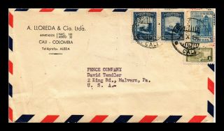 Dr Jim Stamps Cali Colombia Airmail Tied Multi Franked Postal History Cover