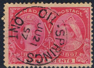 Canada 53 (39) 1897 3 Cent Bright Rose Victoria Oil Springs Ju 21 1897 Son