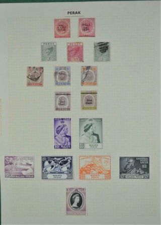 Perak Malaya Straits Settlements Stamps On 1 Page H/m & (s56)