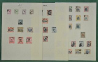 North Borneo Labuan Stamps Overprints On 3 Pages (s44)
