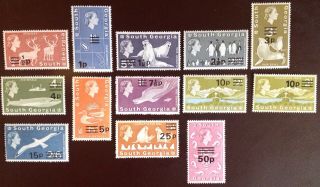 South Georgia 1971 Decimal Currency Set Less 2 Values 10c Variety Mnh