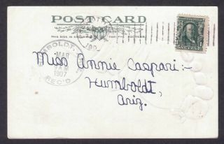 Humboldt,  Arizona (territorial) - Yavapai Co (1905 - Date) - 1907 Ppc Rcvng Cancel