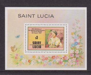 St Lucia Mnh Stamp Miniature Sheet 1980 Queen Mother 80th Birthday Sg Ms536