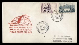 Dr Who 1957 France Paris To Usa Pan Am Polar Route First Flight C128493