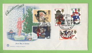 G.  B.  1966 Christmas Set Stuart First Day Cover,  Selfridges,  With Additional Stam