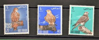 Abu Dhabi Uae Stamps 1965 Hawks Set 3 To 2rs.  U/m (y173)