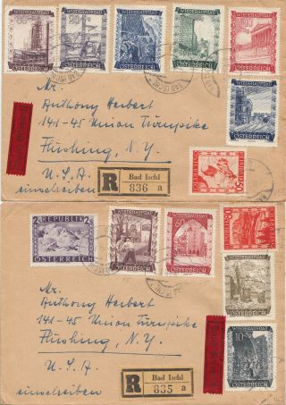 Austria Two Large Format April Registered Covers From Bad Isch To York State