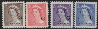 Canada Overprinted " G " Official Stamp Qeii Mnh O33,  35 - 37 - Dw999s