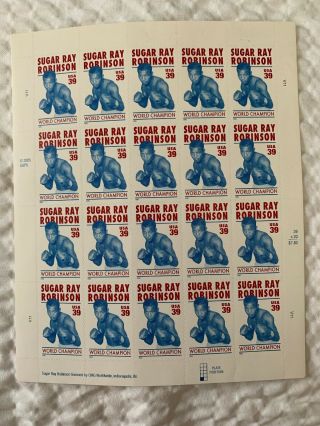 Us Stamps Sheet/postage Sct 4020 Sugar Ray Robinson - Boxer Mnh F - Vf Og Fv$7.  80