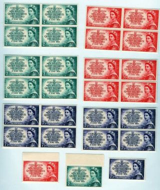Australia Stamp 6 Blocks Of 4& 3 Singles Coronation Queen Elizabeth June 2,  1953